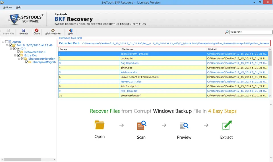 Successfully save repaired Windows Backup (.bkf) file