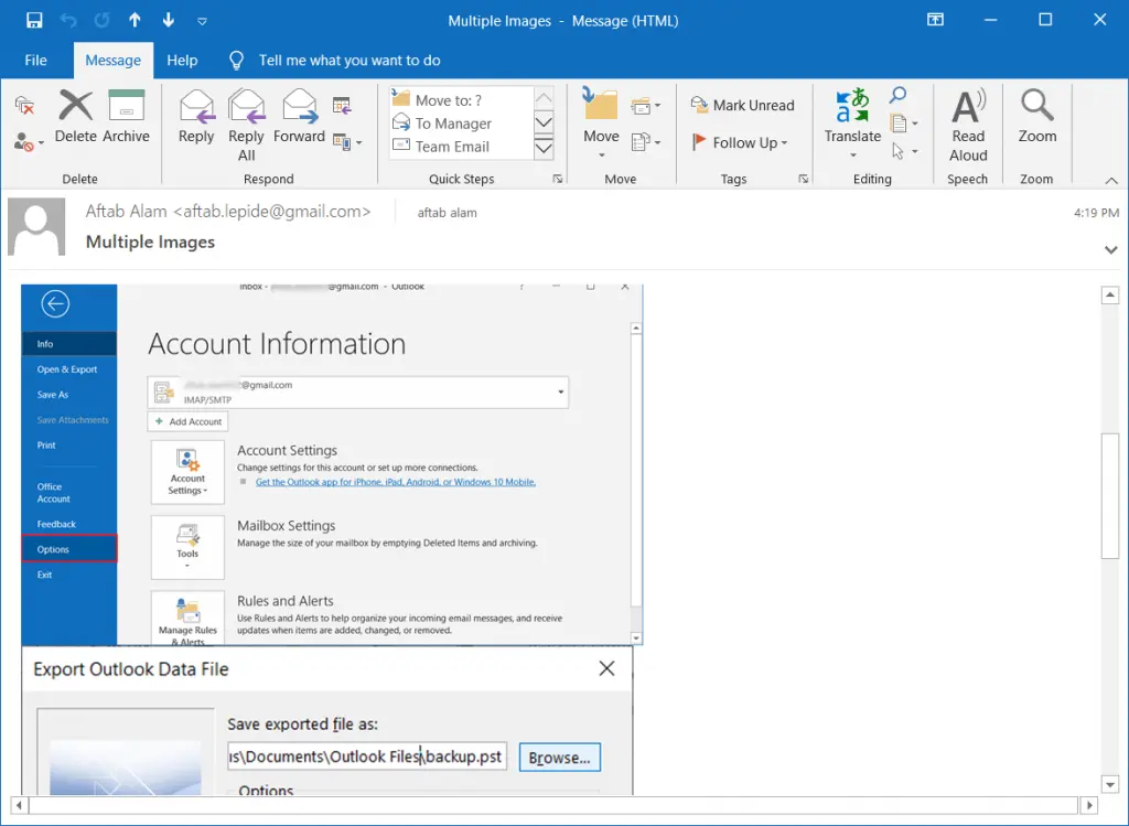 save images from Outlook Emails