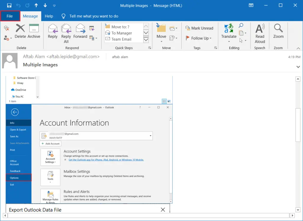 So speichern Sie Outlook-Bilder auf dem Desktop