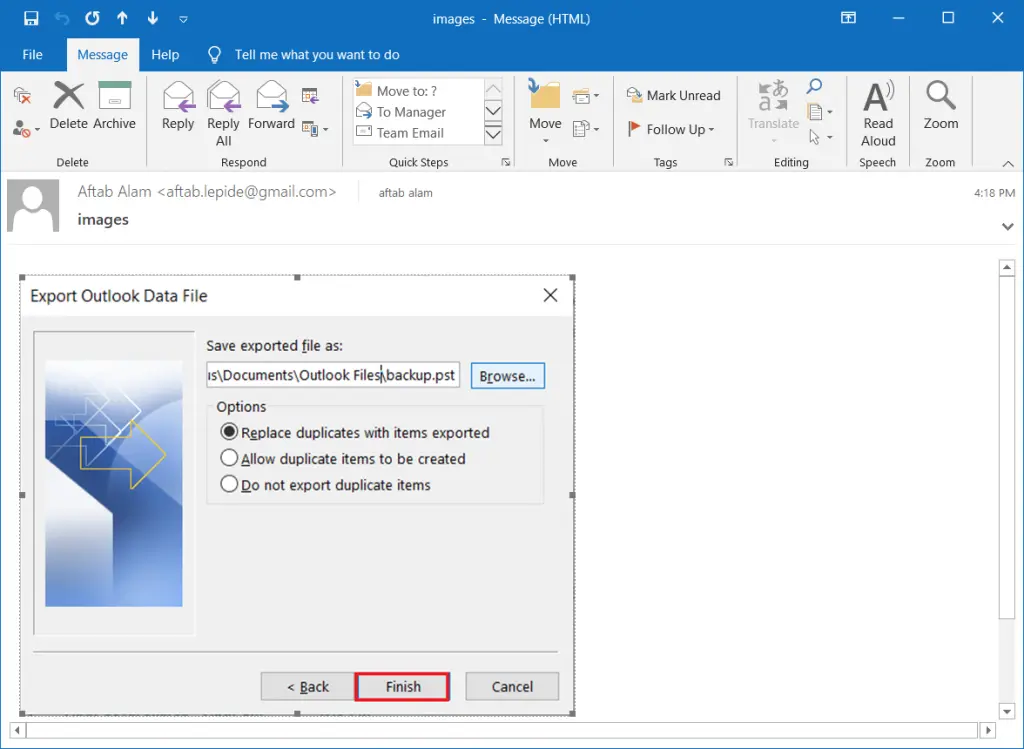 Comment extraire des images des e-mails Outlook
