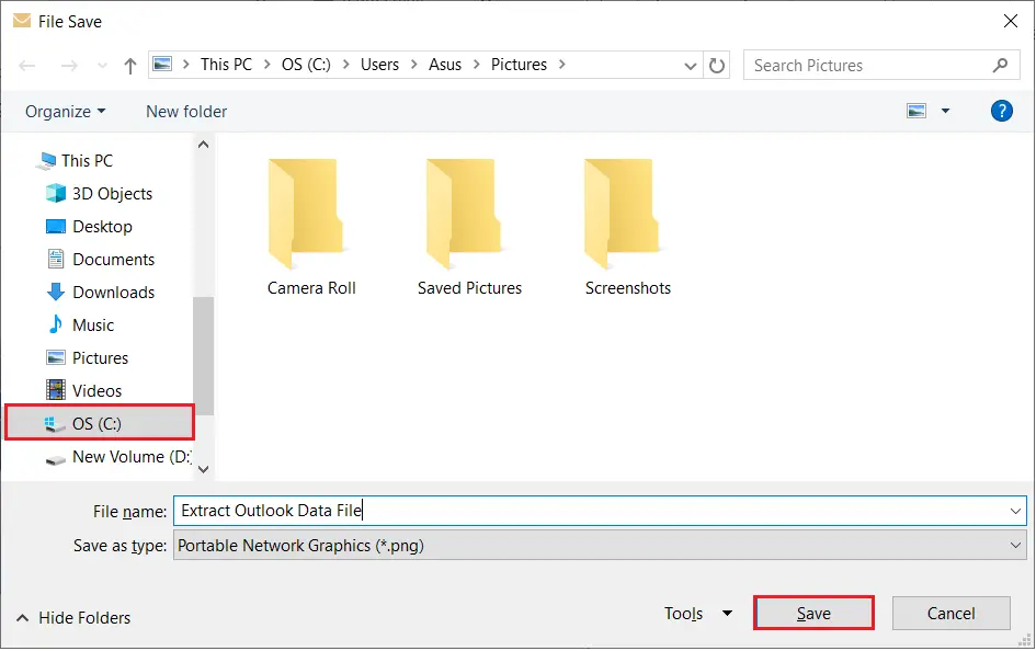 Save images from Outlook emails