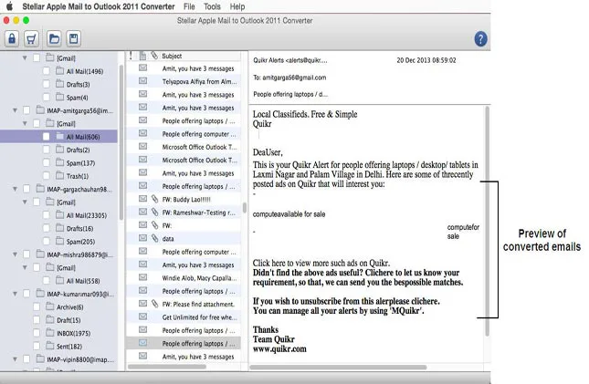 Show preview of convertible emails before migration