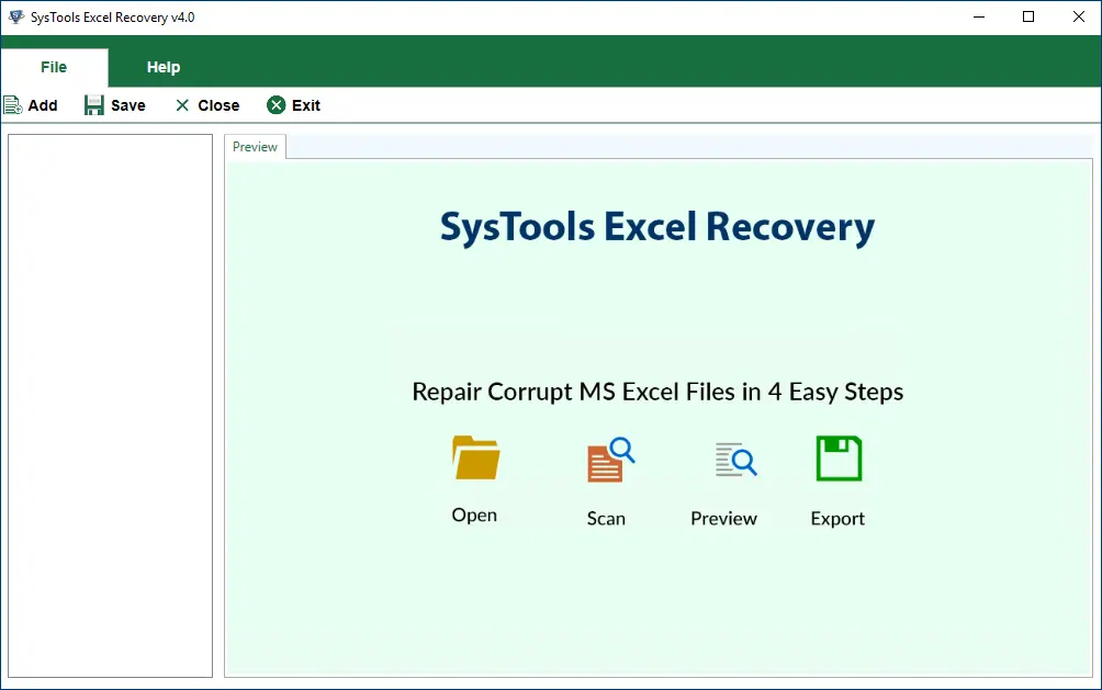 Excel-Wiederherstellungssoftware - Startbildschirme