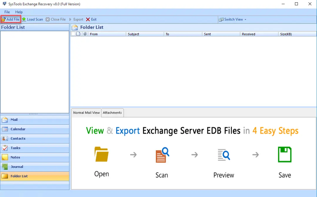 Exchange Server-Wiederherstellungssoftware - Home-Bildschirme