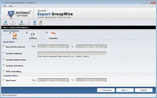Show preview of GroupWise mailbox before conversion