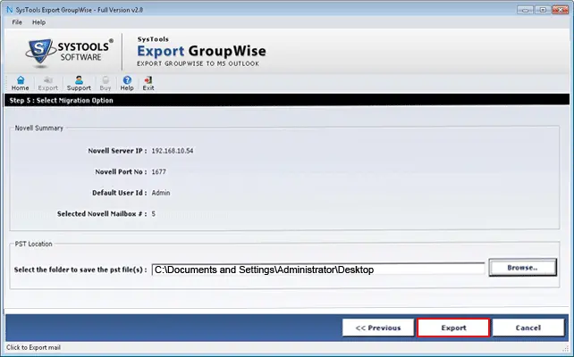 Successfully migrate Groupwise Mailbox to Outlook PST file
