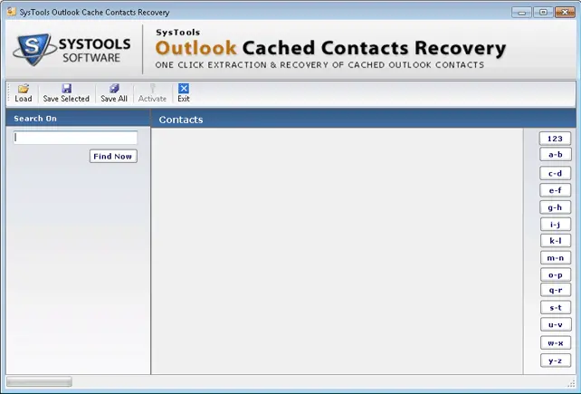 Outlook Cached Contacts Logiciel de récupération - Écrans d'accueil