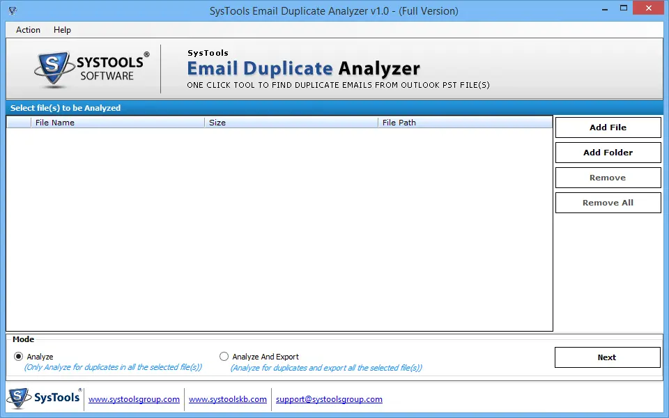 Outlook Duplicate Analyzer Software - Home Screens