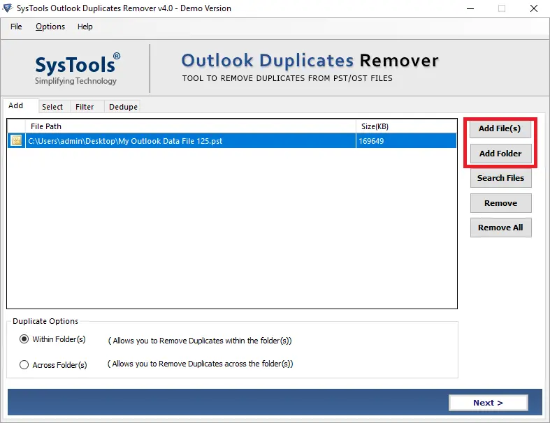 Remove Outlook Duplicate Emails