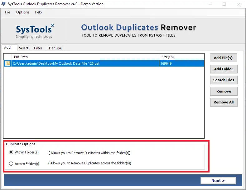 Eliminate Outlook duplicate emails