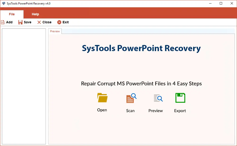 PowerPoint Recovery Software - Home Screens