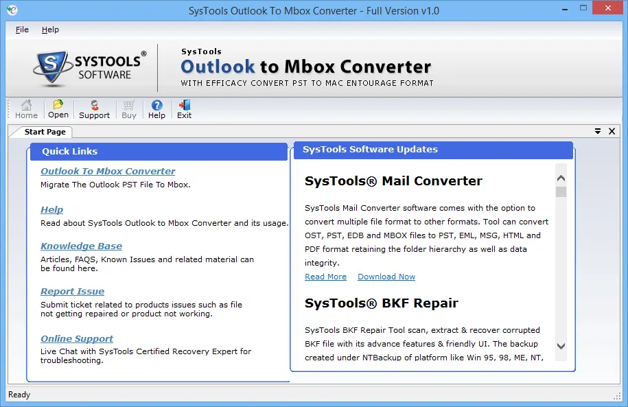 PST to MBOX Converter - Home Screens
