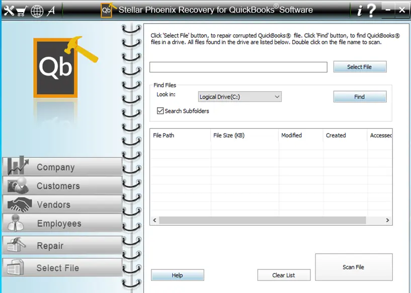 QuickBooks Data Recovery - Home Screens