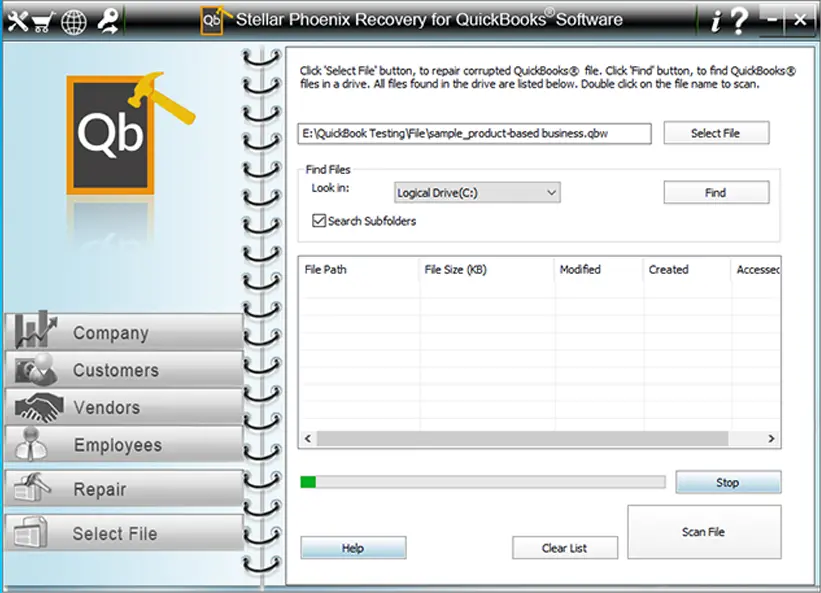 Wählen Sie QuickBooks-Datei zur Reparatur 