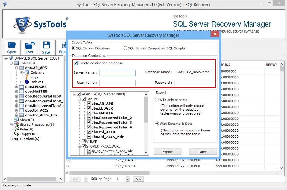 Exportieren von SQL Server-Datenbank