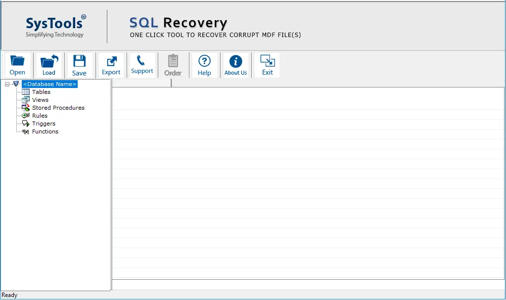 Logiciel de récupération de base de données SQL - écrans d'accueil
