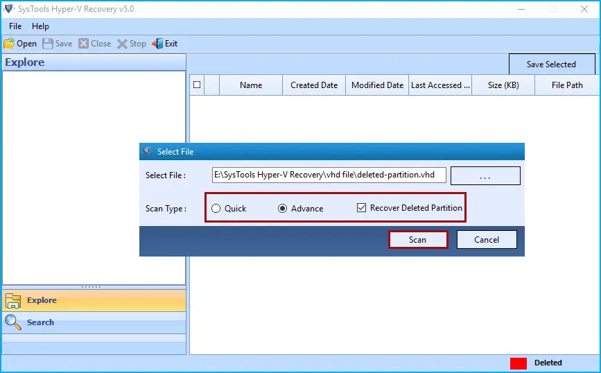 Select drive to recover Virtual Machine Data